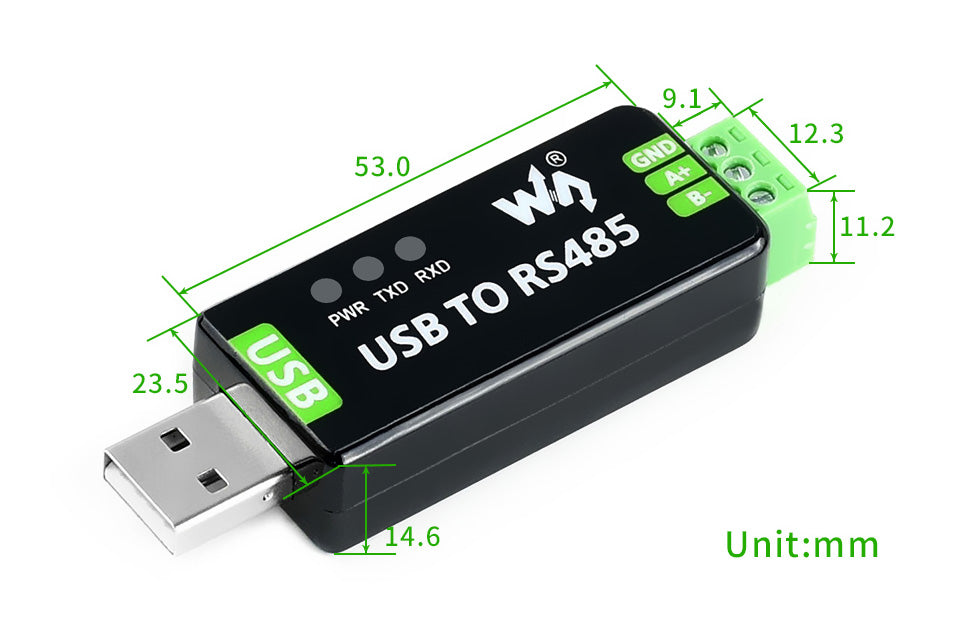 Конвертер USB-RS485, чипсет CH343, Industrial, Waveshare 22456