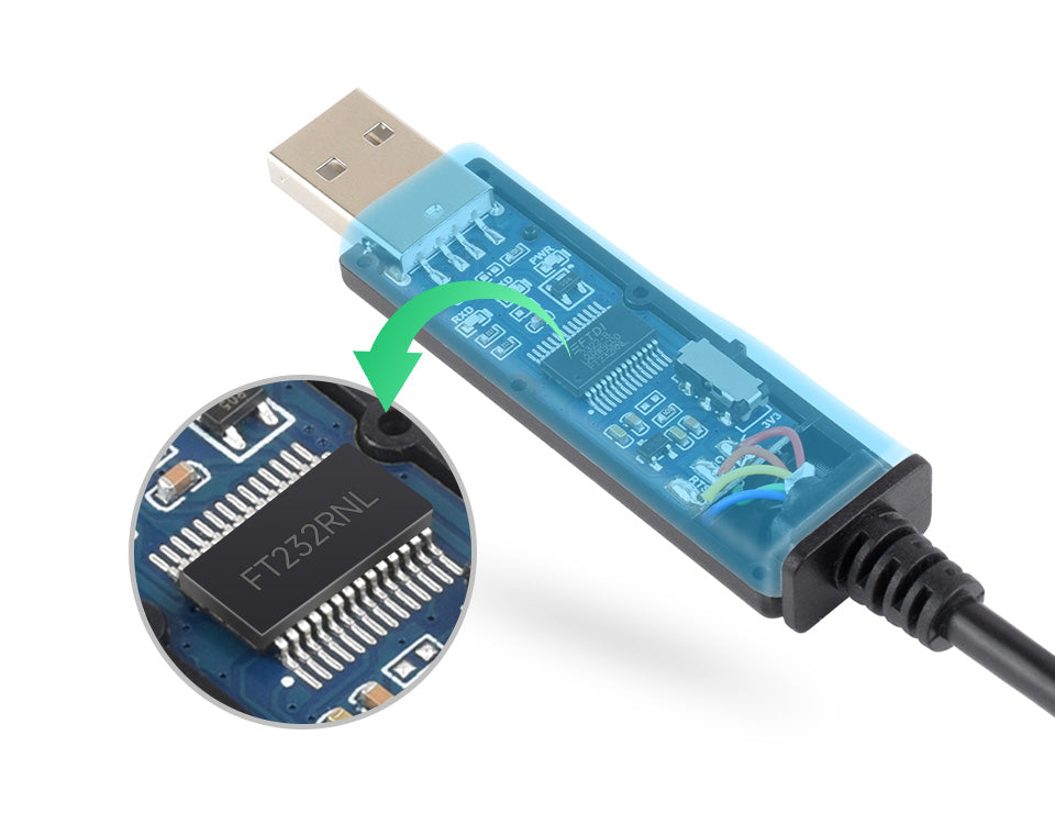 Кабель USB-C to TTL(C) 6-Pin Industrial, FT232RNL, Waveshare 26739