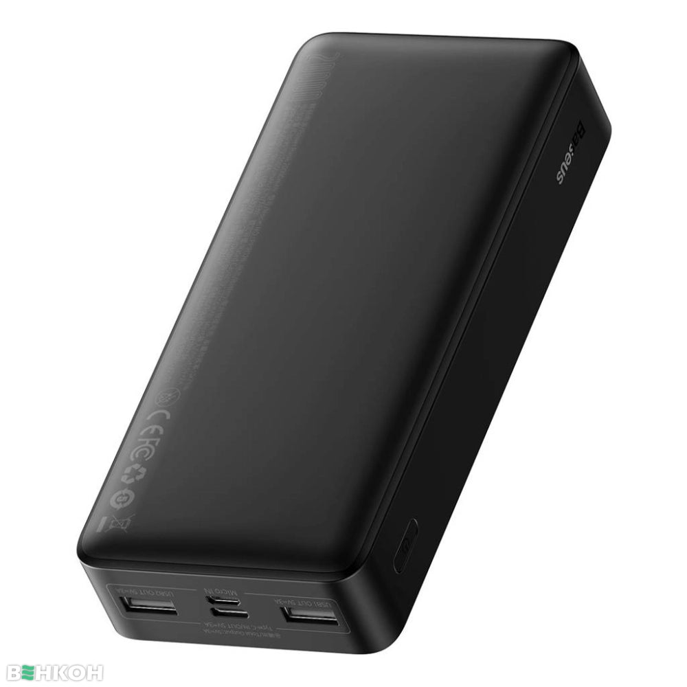 Батарея універсальна Baseus Bipow 20000mAh, 15W, USB-C/3A, 2*USB-A/3A(max.), +cable, black (PPBD050101)