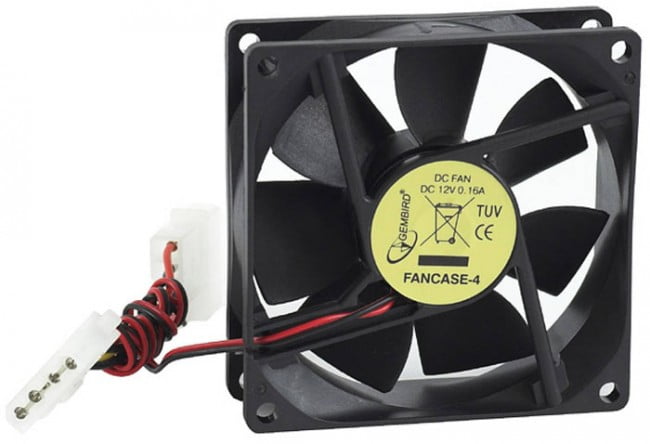 Кулер до корпусу GEMBIRD FANCASE-4 80*80*25мм; ковзання; 4pin; 2600RPM; 25dB; чорний пластик