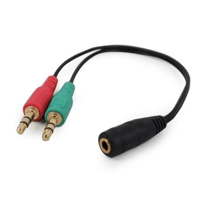 Кабель Jack 3.5mm female 4-pin to 2x Jack 3.5mm male; 0.2m; Cablexpert (CCA-418)