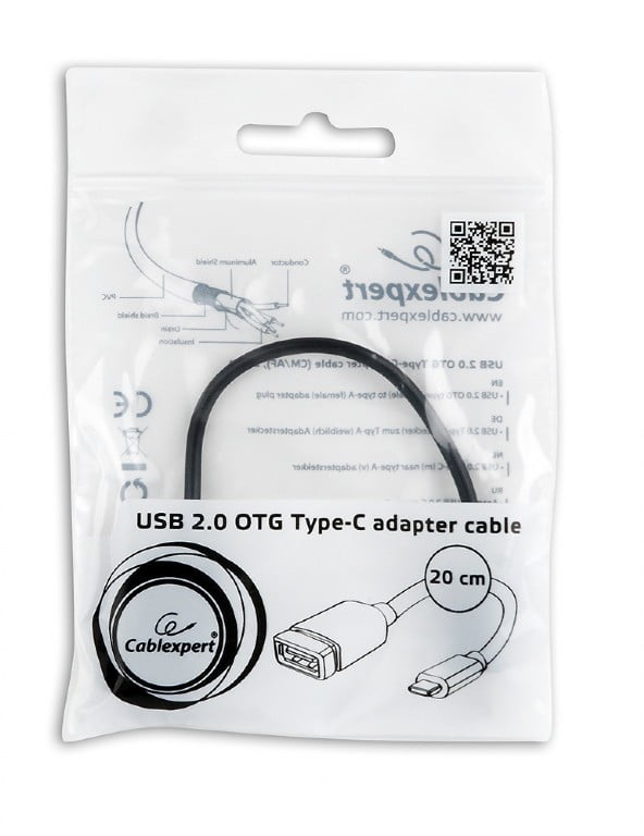 Дата кабеля OTG USB 2.0 AF to Type-C 0.2m Cablexpert (A-OTG-CMAF2-01)