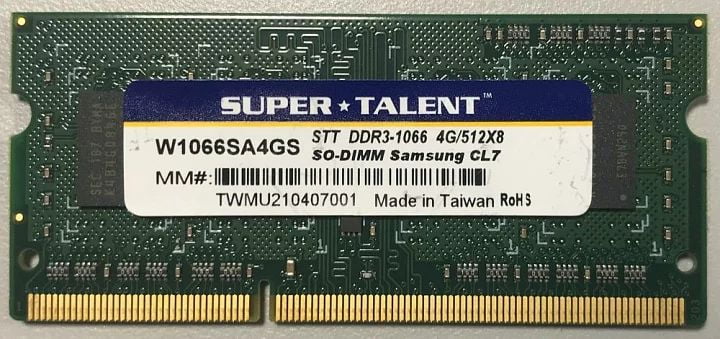 SODIMM 4Gb DDR3 1066MHz Super Talent W1066SA4GS