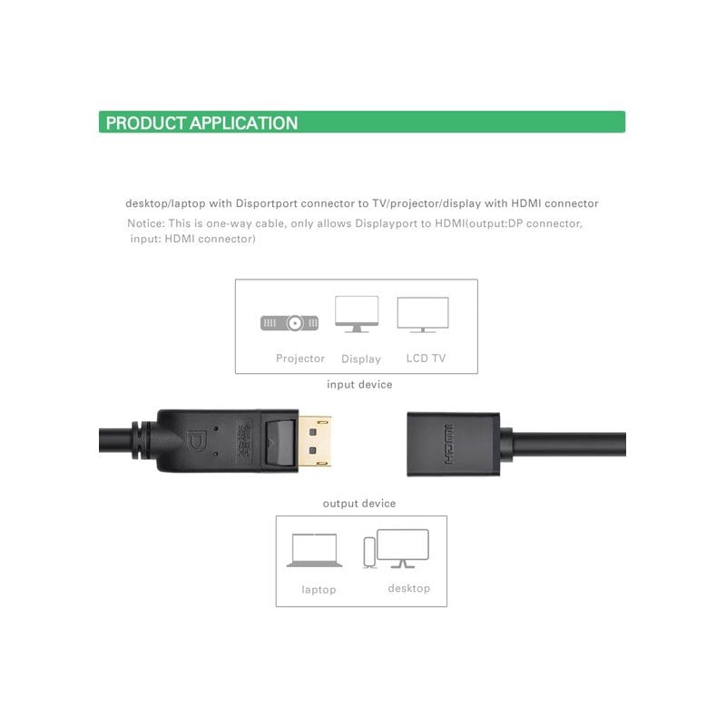 Переходник Displayport(M) to HDMI(F) Ugreen