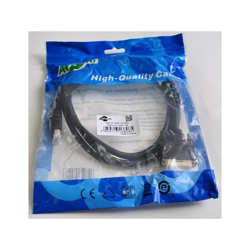 Кабель HDMI to DVI 24pin/ 1.8m Atcom (3808) HDMI (Type A)/DVI/ 1.8 м