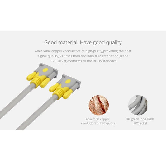 Кабель VGA 3+4 1.5м; 1080p; 1 ферит; сіро-жовтий; пакет Q150/Q125; V-link 07416