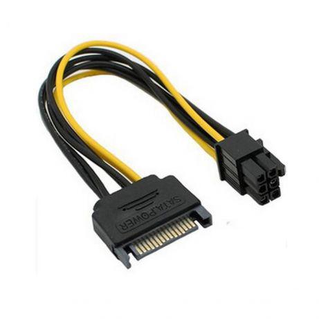 Кабель переходник SATA 15pin в 6pin 18AWG PCI-E для відеокарт