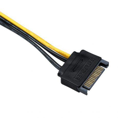 Кабель переходник SATA 15pin в 6pin 18AWG PCI-E для відеокарт