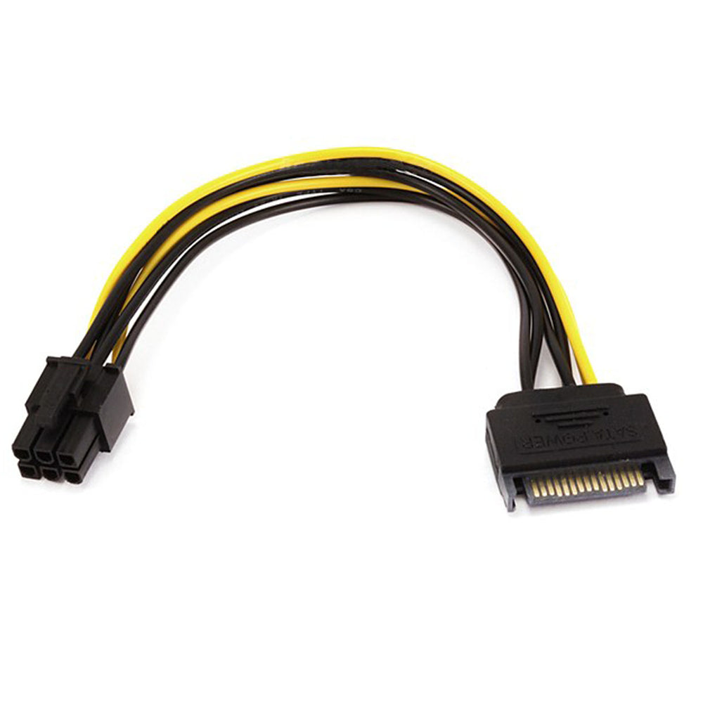 Кабель переходник SATA 15pin в 6pin 18AWG PCI-E для відеокарт