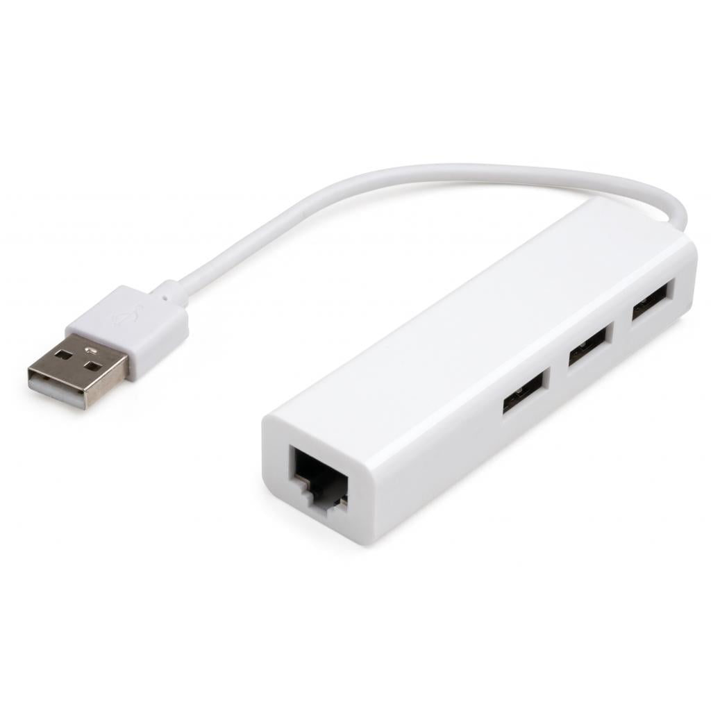 Концентратор Vinga 3xUSB2.0+RJ45 100Mbps (VCP2H3USB2LANWH)