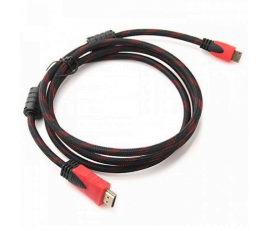 Кабель HDMI-HDMI; 2метри; v1.4; 2 фільтри; обплетення; Black/RED; Merlion Q120 19206