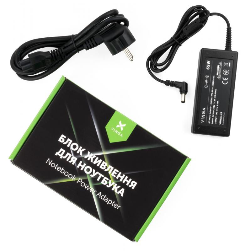 Адаптер питания для ноутбука Vinga ASUS 65W 19V 3/42A разъем 5.5*2.5 (VPA-1934-AS5525-101)