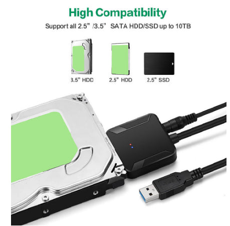 Перехідник USB - SATA для жорстких дисків 2.5" та 3.5" з блоком живлення