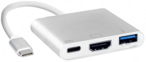 Адаптер-конвертер USB Type-C 3-в-1: HDMI 4K, PD зарядка, USB 3.0
