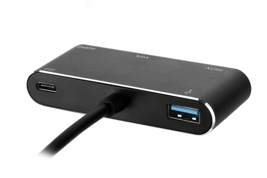 Концентратор 2E Type C to USB 3.0+AUX+HDMI+VGA+USB Type C/0.15m/black (2E-W1408)