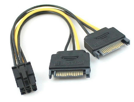 Кабель живлення для відеокарт ATX 6pin - 2 x SATA 15pin 20 см