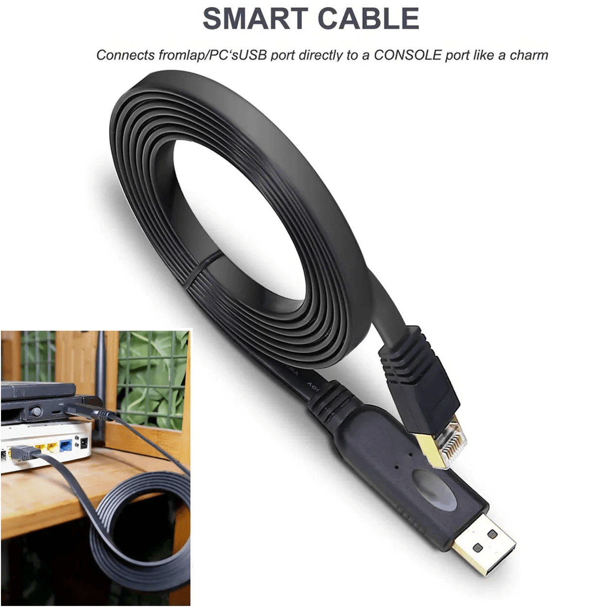 Кабель консольный для маршрутизатора Cisco; 3.0м; USB RS232 (RJ45) Ugreen 60813
