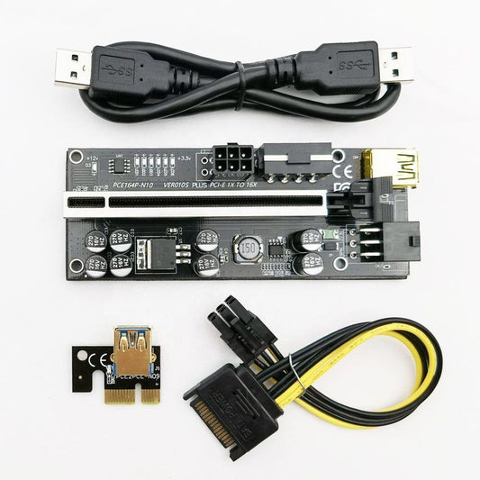 Райзер Sata 6 Pin v010S Plus USB 3.0 PCI-E 1X - 16X Riser для відеокарт 60см