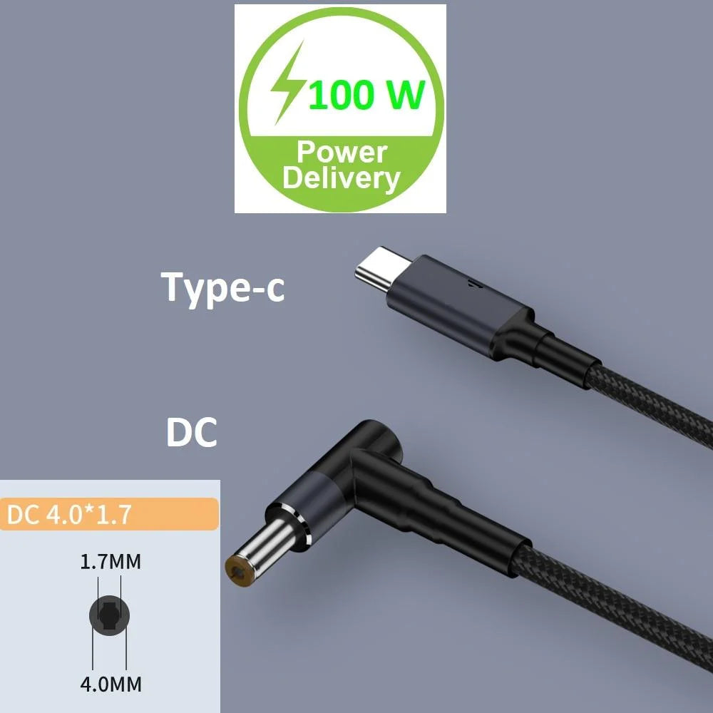 USB Type-C 100W кабель живлення DC 4.0×1.7 для зарядки ноутбука