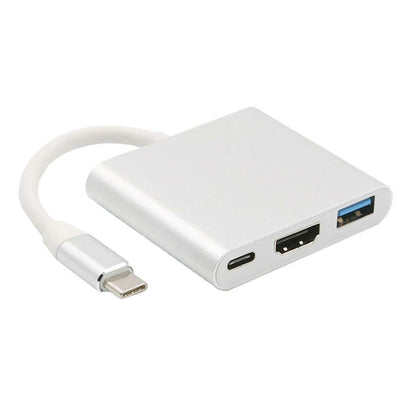 Адаптер-конвертер USB Type-C 3-в-1: HDMI 4K, PD зарядка, USB 3.0