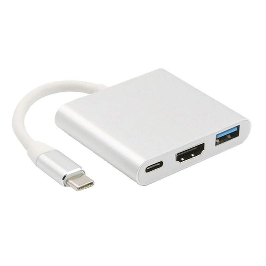 Адаптер-конвертер USB Type-C 3-в-1: HDMI 4K, PD зарядка, USB 3.0