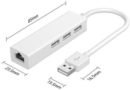 Концентратор Vinga 3xUSB2.0+RJ45 100Mbps (VCP2H3USB2LANWH)