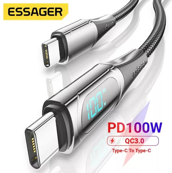 Кабель Essager Type-C PD 100W 200 см для быстрой зарядки и передачи данных