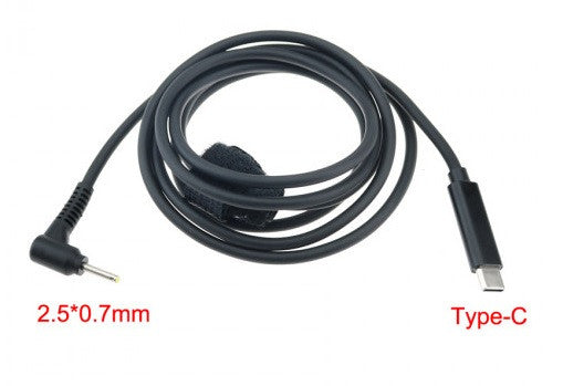 USB Type-C 100W power cable DC 2.5×0.7 for charging a laptop