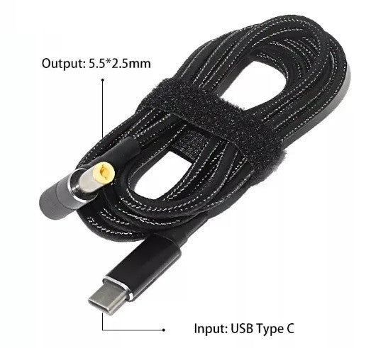 USB Type-C 100W кабель живлення DC 5.5×2.5 для ноутбуків Asus, Lenovo, Toshiba