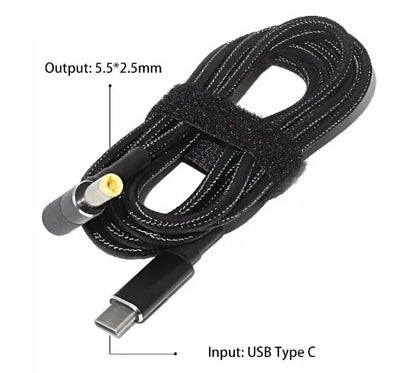 USB Type-C 100W кабель живлення DC 5.5×2.5 для ноутбуків Asus, Lenovo, Toshiba