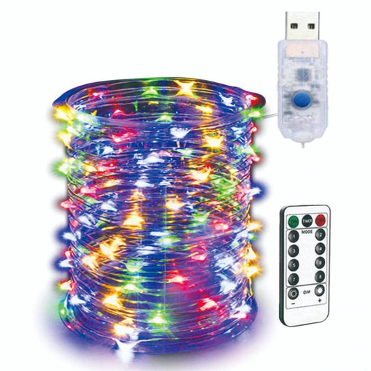 Світлодіодна гірлянда USB 10 м, 100 LED, кольорова з пультом управління