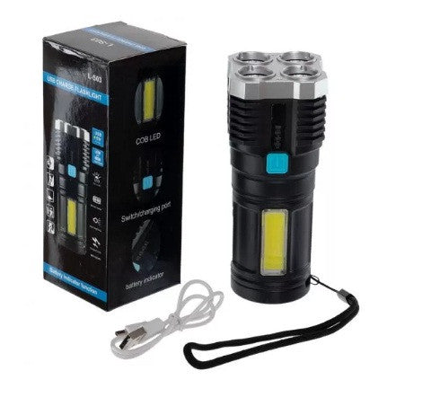 Ручний світлодіодний акумуляторний фонарик Charge Flashlight Micro USB L-S03 USB 4 Led