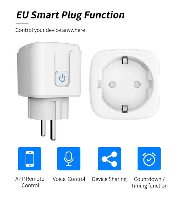 Розумна Wi-Fi розетка Tuya Smart 20А зі лічильником електроенергії, 3960 Вт
