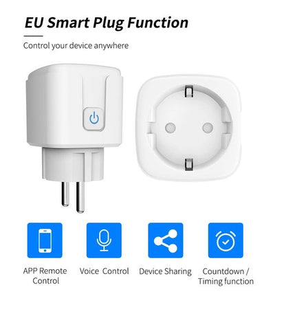 Розумна Wi-Fi розетка Tuya Smart 20А зі лічильником електроенергії, 3960 Вт