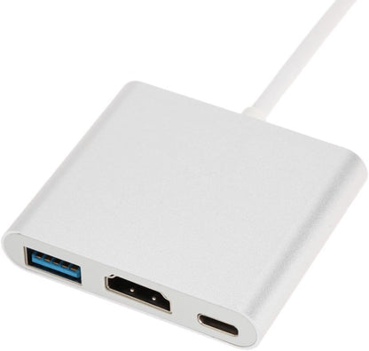Адаптер-конвертер USB Type-C 3-в-1: HDMI 4K, PD зарядка, USB 3.0