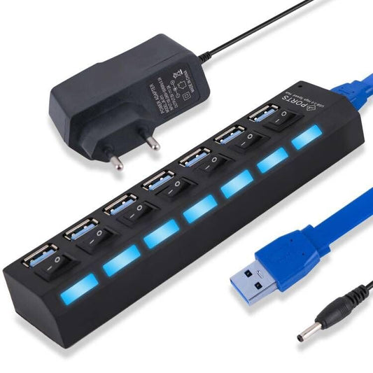 HUB USB 7-ports USB 3.0, активний, з блоком живлення