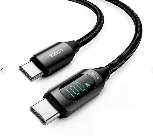 Кабель Toocki Type-C PD 100W Fast Charge QC 3.0 100см, чорний, 77859