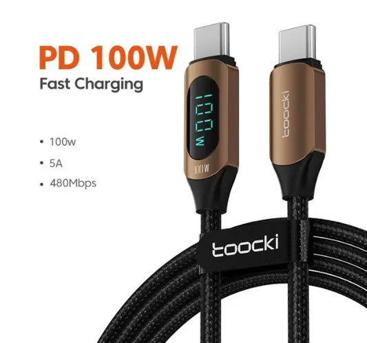 Кабель Toocki Type-C PD 100W Fast Charge QC 3.0 100см, 77860