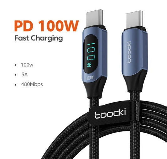 Кабель Toocki Type-C PD 100W Fast Charge QC 3.0 100см, 77861