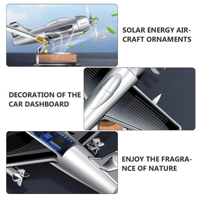 Ароматизатор автомобільний Solar Airplane, дифузор ефірних олій на сонячній батареї