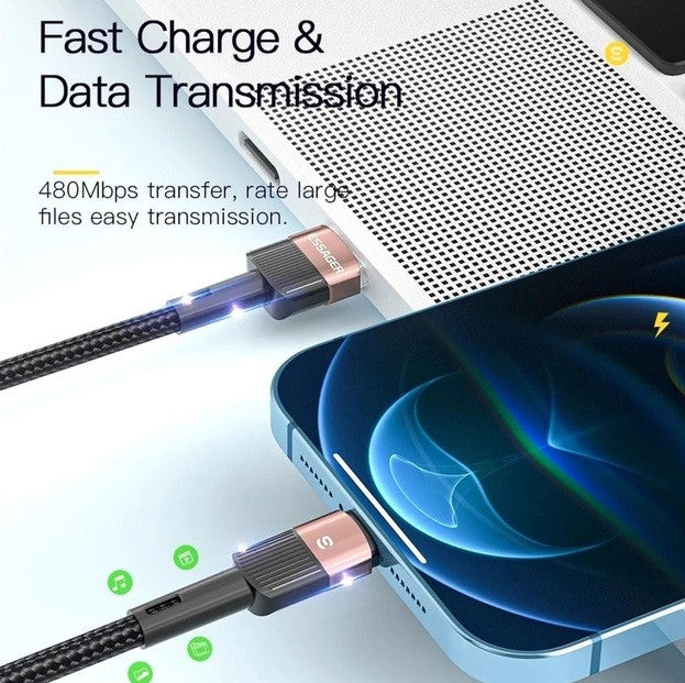 Кабель Essager USB to Lightning 1м EXCL-XC01, чорний, 78141