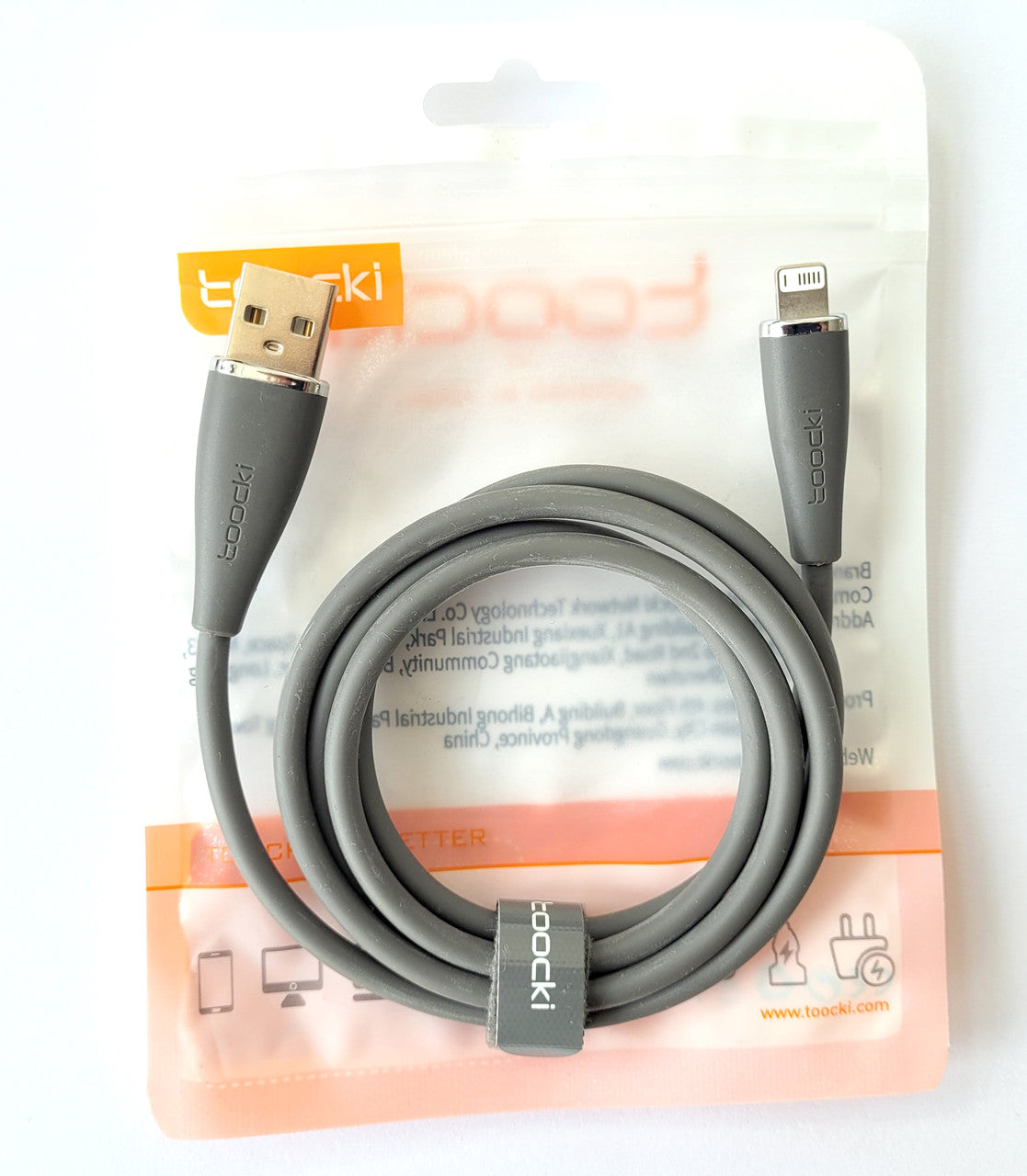Кабель Toocki USB to Lightning PD 2.4A для Apple, сірий, 78144