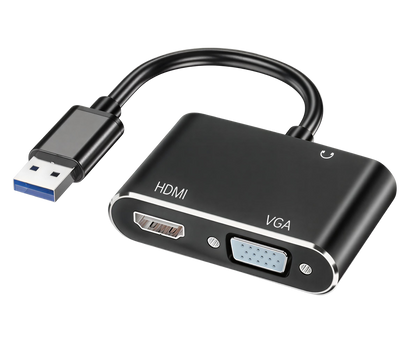 Переходник USB на HDMI и VGA для подключения дополнительного монитора