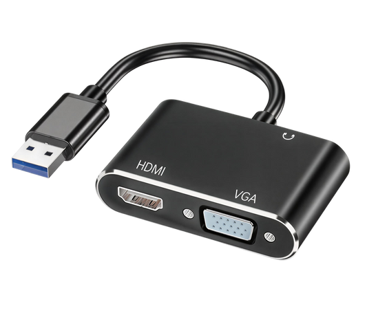 Переходник USB на HDMI и VGA для подключения дополнительного монитора