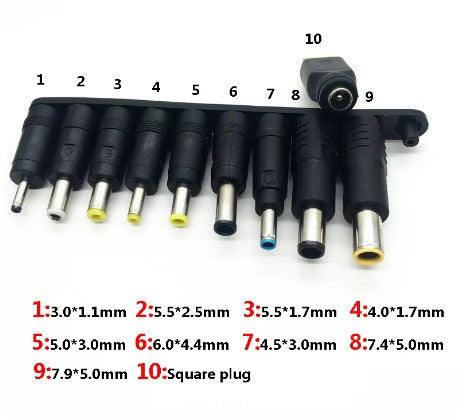 Набір перехідників живлення 5.5x2.5 - 10 видів