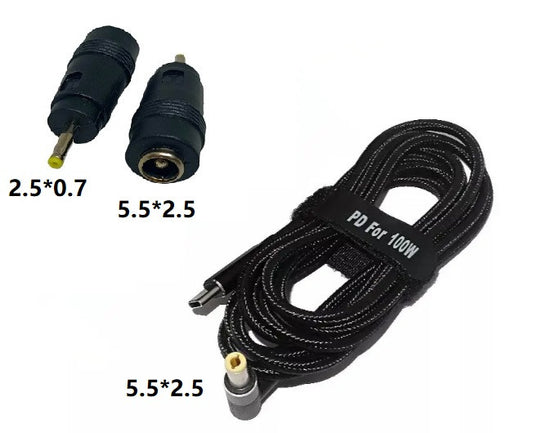 USB Type-C 100W кабель живлення та перехідник DC 2.5×0.7 мм для ноутбуків Asus
