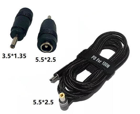 USB Type-C 100W кабель и переходник DC 3.5×1.35 для зарядки ноутбука