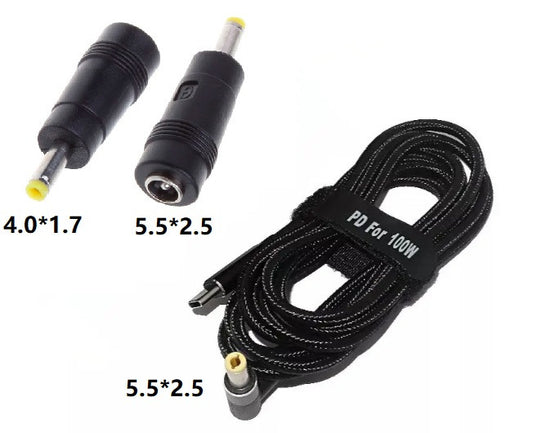 USB Type-C 100W кабель живлення та перехідник DC 4.0×1.7 мм для ноутбуків Lenovo