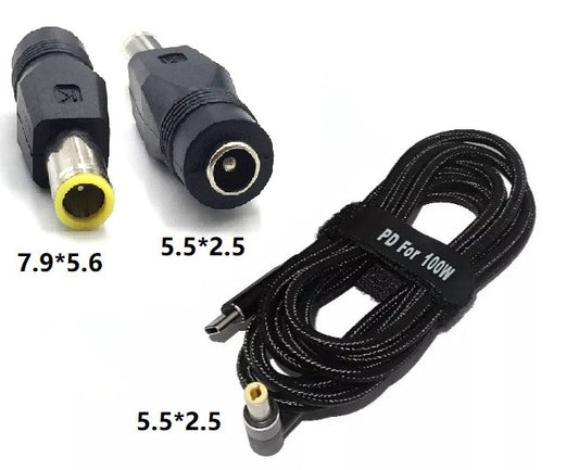 USB Type-C 100W кабель живлення та перехідник DC 7.9×5.6 мм для ноутбуків Lenovo