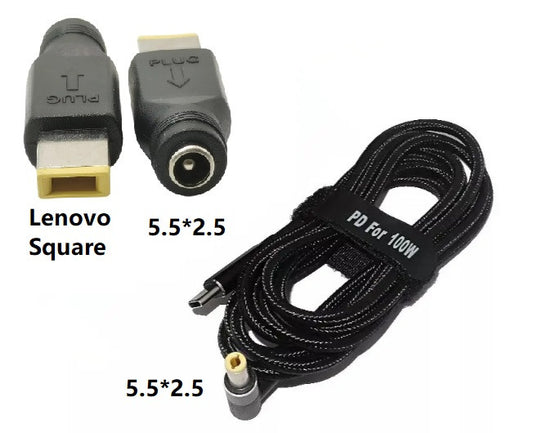 USB Type-C 100W кабель живлення та перехідник кутовий DC 11.0×4.5 Square Lenovo для зарядки, 78319